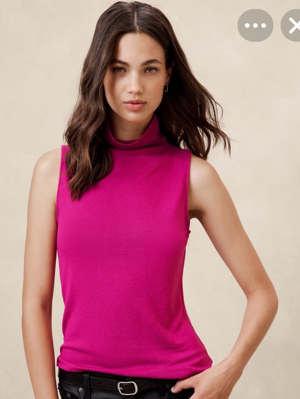 Banana Republic Soft Lux Sleeveless Mock Neck Top in Bright Fuchsia